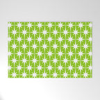 Mid Century Modern Atomic Age Starburst Pattern Lime Green & White Welcome Mat Gallery Image 1