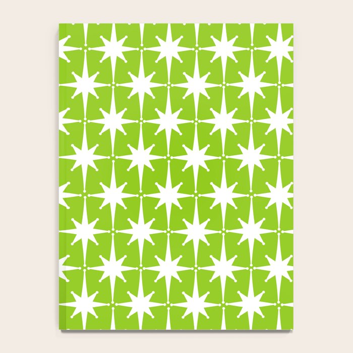 Mid Century Modern Atomic Age Starburst Pattern Lime Green & White Notebook Gallery Image 4