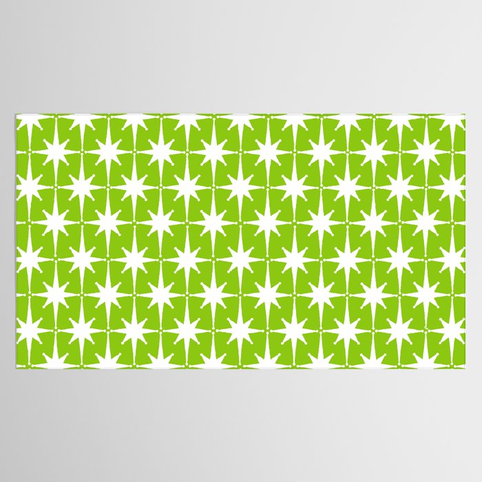 Mid Century Modern Atomic Age Starburst Pattern Lime Green & White Tablecloth Gallery Image 2