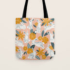 Bunnies & Blooms - Teal & Blush Tote Bag Gallery Image 1