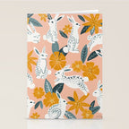 Bunnies & Blooms - Teal & Blush Stationery Card Gallery Image 2