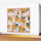 Bunnies & Blooms - Teal & Blush Wall Mural Gallery Image 2