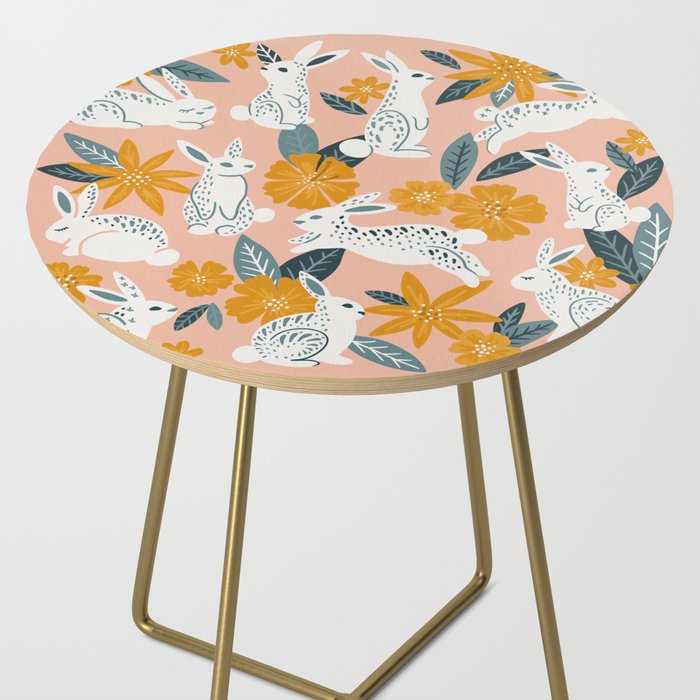 Bunnies & Blooms - Teal & Blush Side Table Gallery Image 2