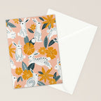 Bunnies & Blooms - Teal & Blush Stationery Card Gallery Image 2