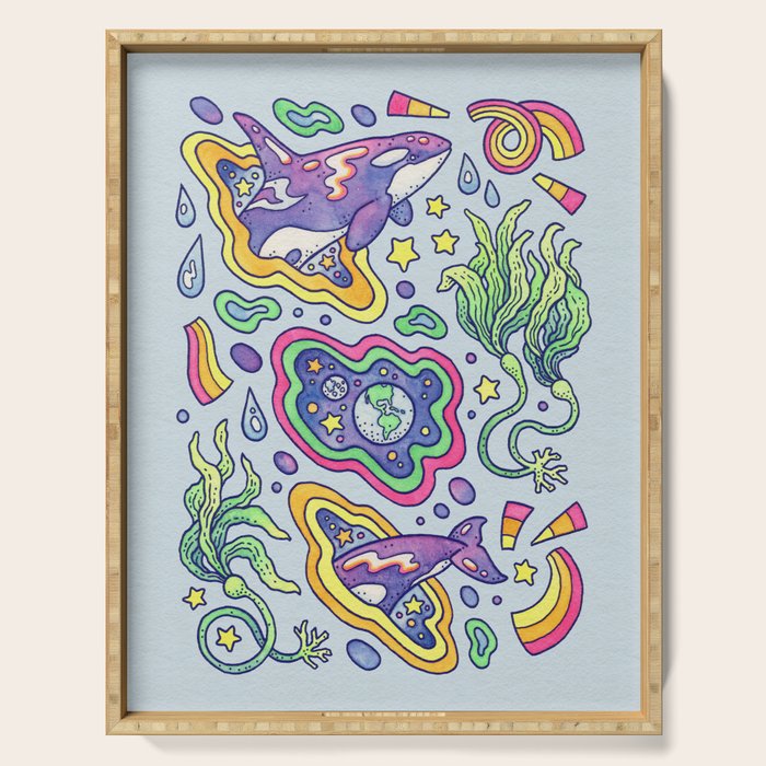 Ocean Portal I: Orca | Whale Space Art Serving Tray Gallery Image 1