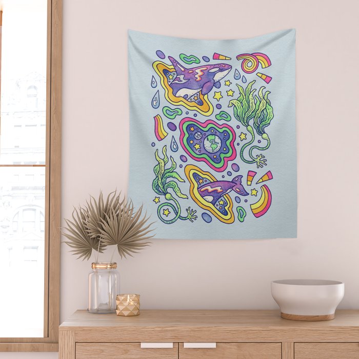 Ocean Portal I: Orca | Whale Space Art Wall Tapestry Gallery Image 2
