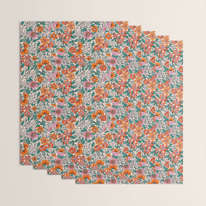 Posey - pink, orange, and teal Wrapping Paper Gallery Image 3