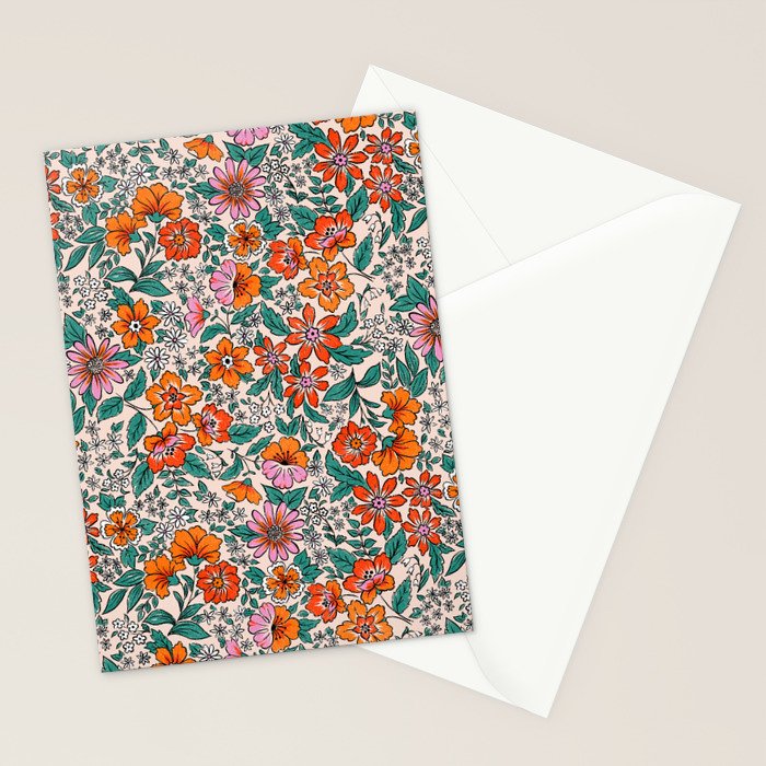 Posey - pink, orange, and teal Stationery Card Gallery Image 2