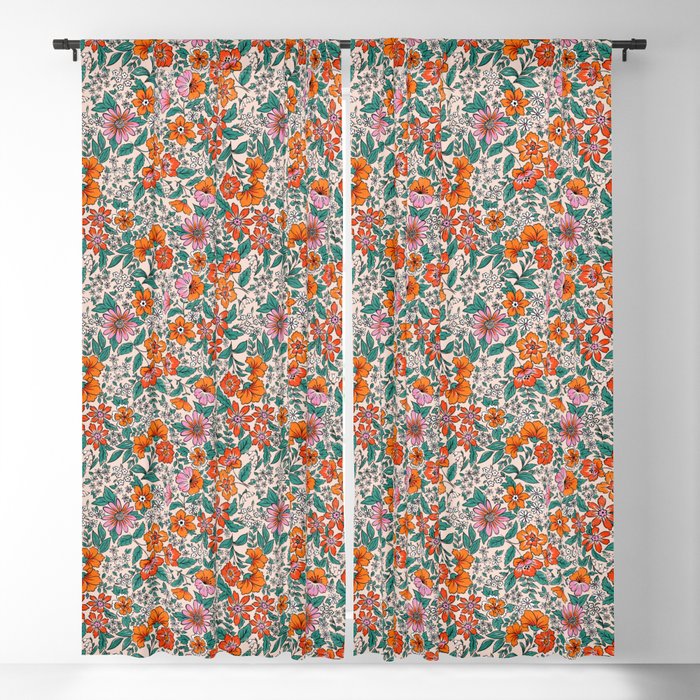 Posey - pink, orange, and teal Window Curtain Gallery Image 1
