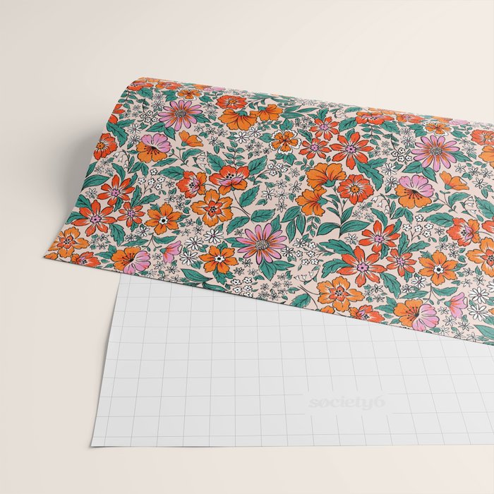 Posey - pink, orange, and teal Wrapping Paper Gallery Image 2