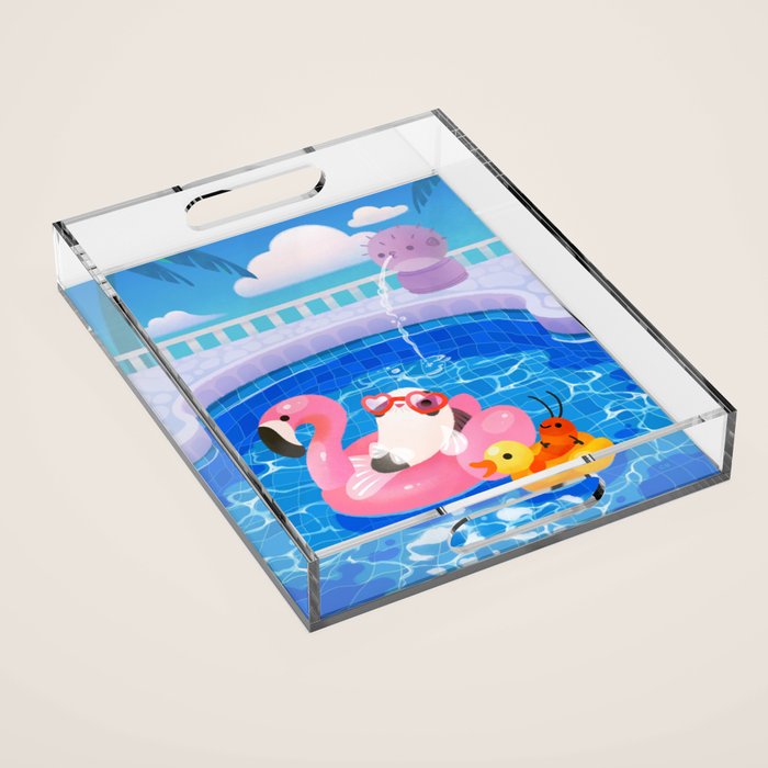 Cory cats in the swimming pool 2 Acrylic Tray Gallery Image 1