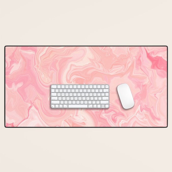 Blush pink abstract watercolor marble pattern Desk Mat Gallery Image 1