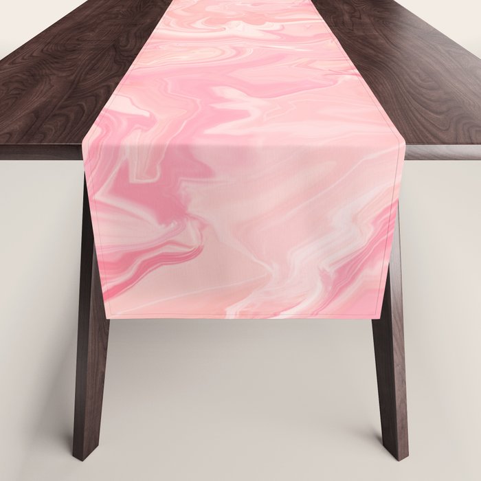 Blush pink abstract watercolor marble pattern Table Runner Gallery Image 1