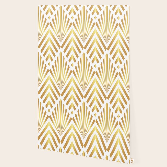 Gold art deco diamonds on white Wallpaper Gallery Image 2