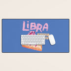 Libra Sign in Warm Blue | Zodiac Series Desk Mat Gallery Image 1