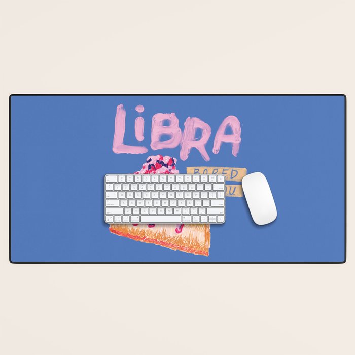 Libra Sign in Warm Blue | Zodiac Series Desk Mat Gallery Image 1