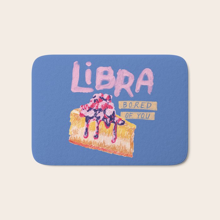 Libra Sign in Warm Blue | Zodiac Series Bath Mat Gallery Image 1