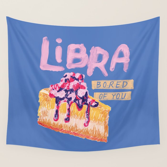 Libra Sign in Warm Blue | Zodiac Series Wall Tapestry Gallery Image 4