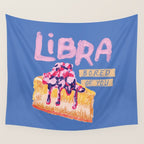 Libra Sign in Warm Blue | Zodiac Series Wall Tapestry Gallery Image 4