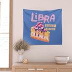 Libra Sign in Warm Blue | Zodiac Series Wall Tapestry Gallery Image 2