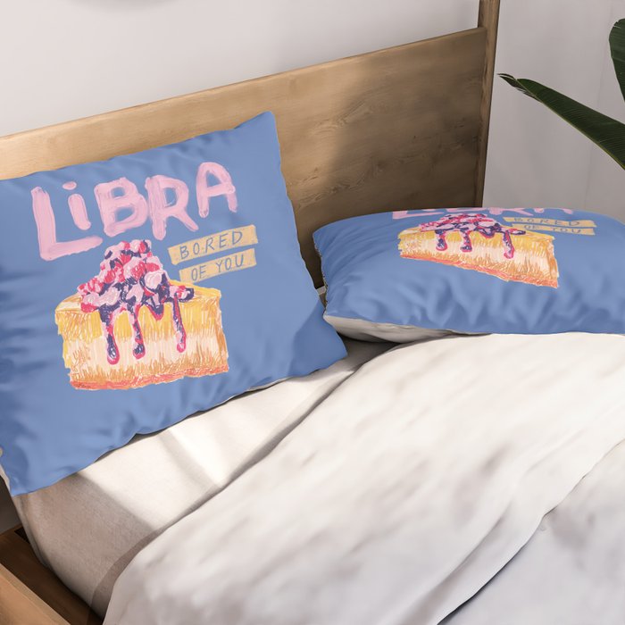 Libra Sign in Warm Blue | Zodiac Series Pillow Sham Gallery Image 2