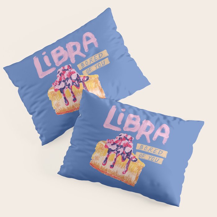 Libra Sign in Warm Blue | Zodiac Series Pillow Sham Gallery Image 3
