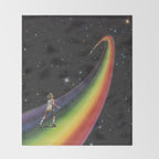 Retro Cosmic Rainbow Roller Skating Throw Blanket Gallery Image 2
