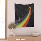 Retro Cosmic Rainbow Roller Skating Wall Tapestry Gallery Image 2
