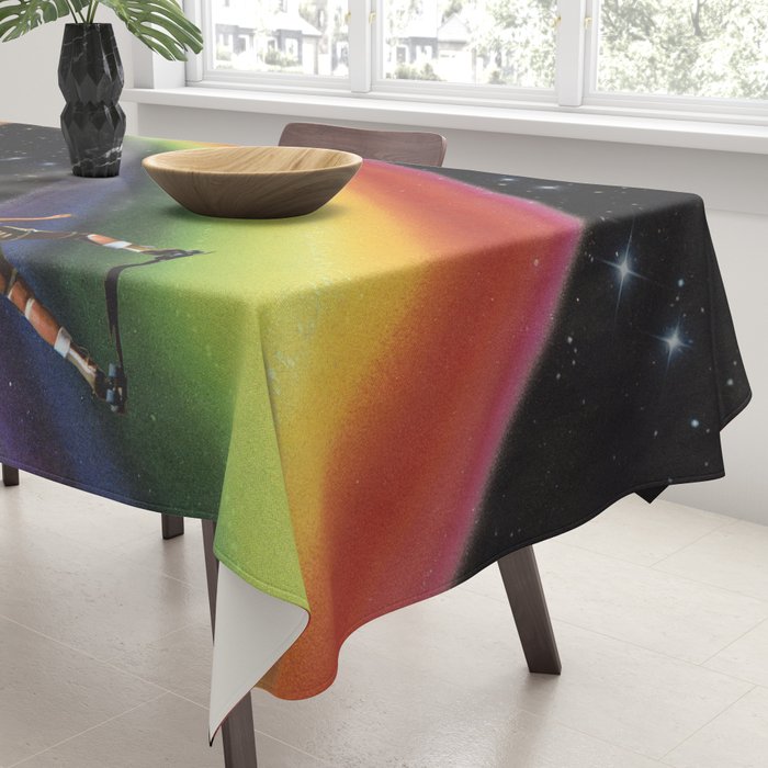 Retro Cosmic Rainbow Roller Skating Tablecloth Gallery Image 3