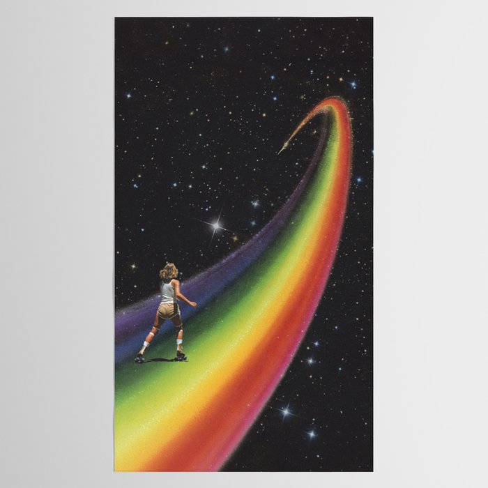 Retro Cosmic Rainbow Roller Skating Tablecloth Gallery Image 2
