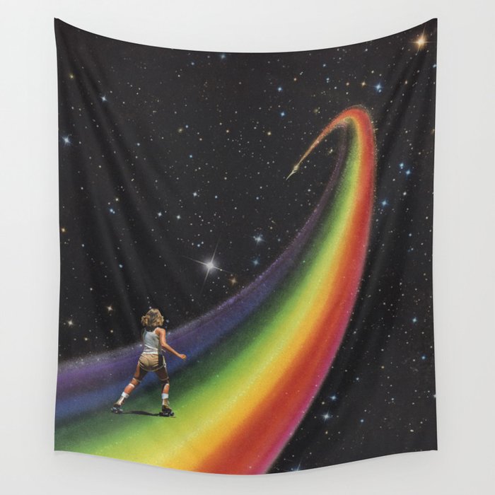 Retro Cosmic Rainbow Roller Skating Wall Tapestry Gallery Image 4