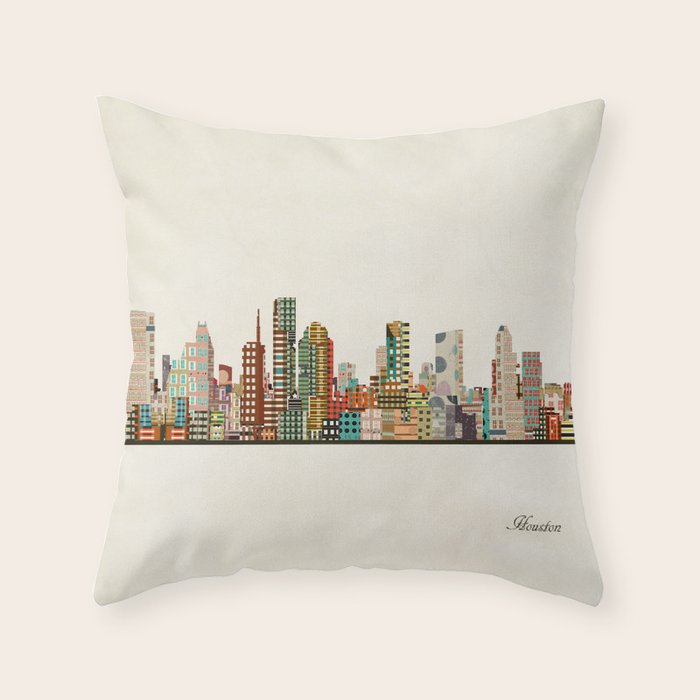 houston texas skyline Throw Pillow Gallery Image 6