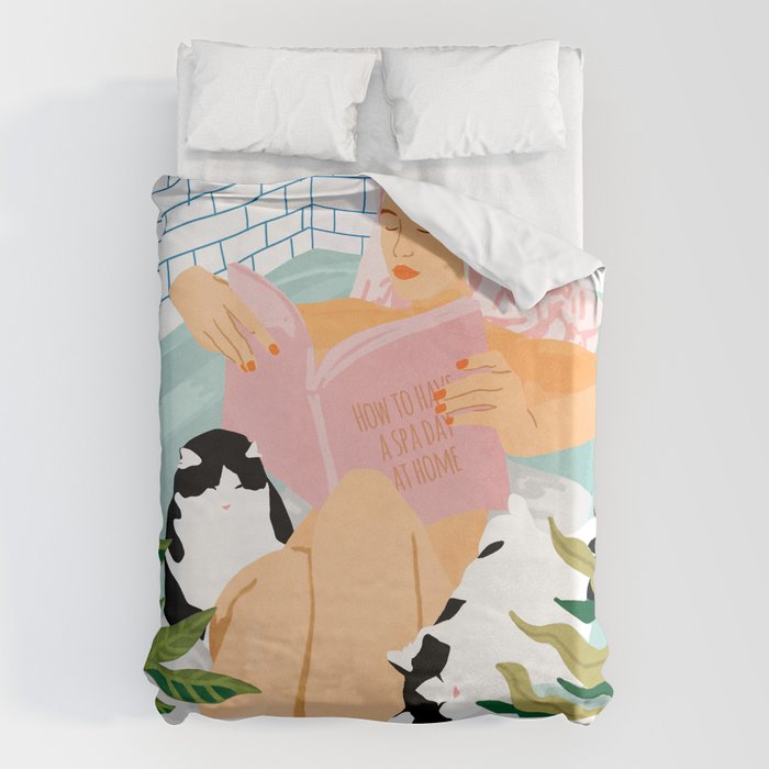 How To Have A Cat Spa Day At Home | Modern Bohemian Home Décor | Pet Bathroom Urban Jungle  Duvet Cover Gallery Image 6