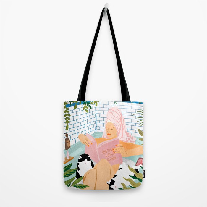 How To Have A Cat Spa Day At Home | Modern Bohemian Home Décor | Pet Bathroom Urban Jungle  Tote Bag Gallery Image 2