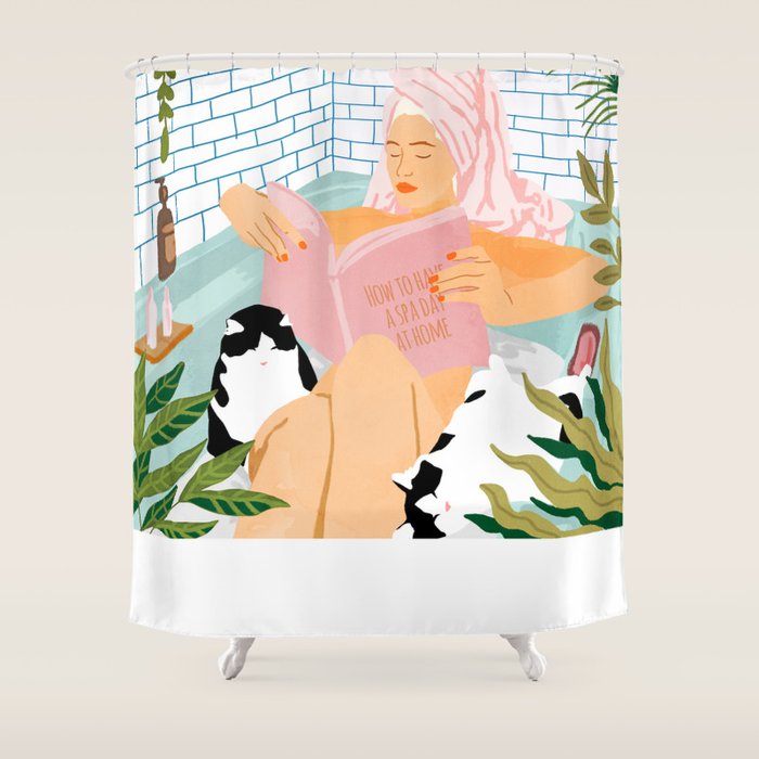 How To Have A Cat Spa Day At Home | Modern Bohemian Home Décor | Pet Bathroom Urban Jungle  Shower Curtain Gallery Image 1