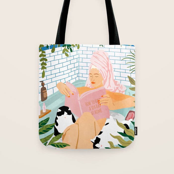How To Have A Cat Spa Day At Home | Modern Bohemian Home Décor | Pet Bathroom Urban Jungle  Tote Bag Gallery Image 1