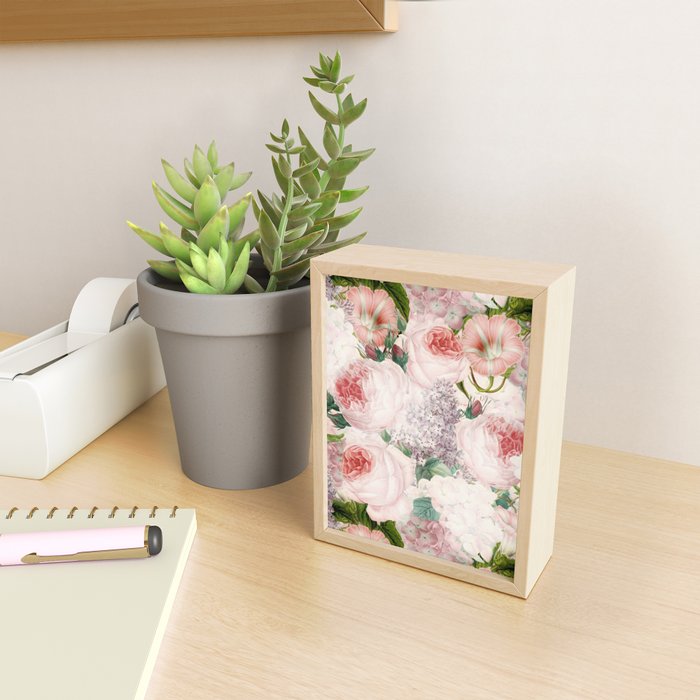 Vintage & Shabby Chic - Pastel Pink Botanical Summer Roses Garden Mini Art Print Gallery Image 2