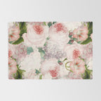 Vintage & Shabby Chic - Pastel Pink Botanical Summer Roses Garden Rug Gallery Image 2