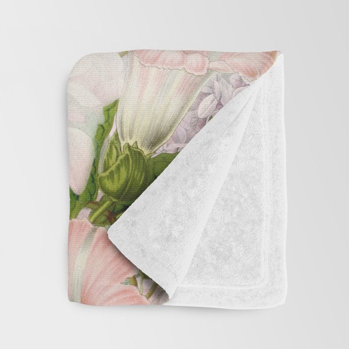 Vintage & Shabby Chic - Pastel Pink Botanical Summer Roses Garden Throw Blanket Gallery Image 3