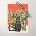 Black Cat And House Plants 3 Wrapping Paper Gallery Image 1