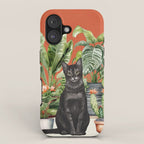 Black Cat And House Plants 3 iPhone Case Gallery Image 1