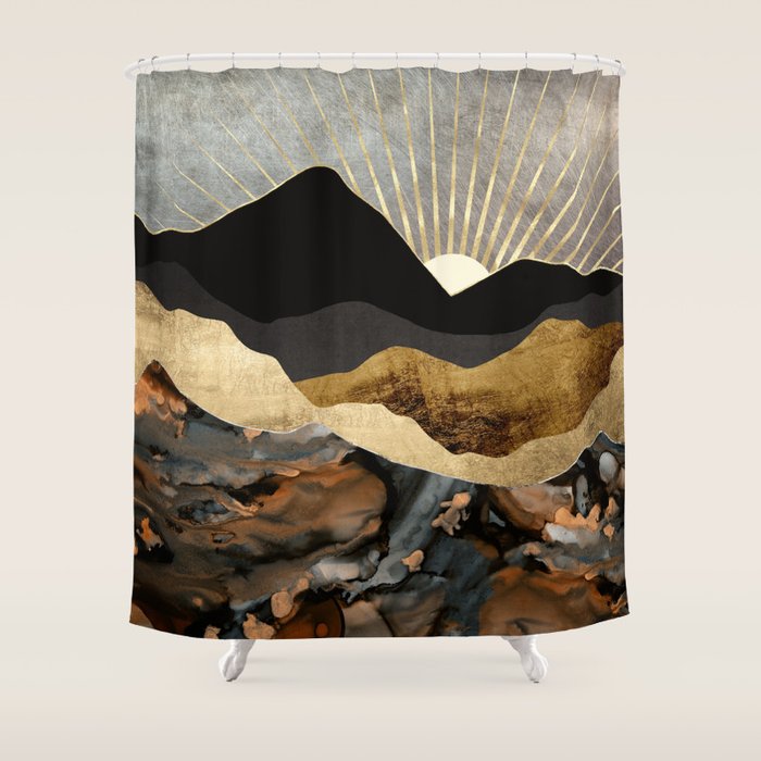 Copper and Gold Mountains Shower Curtain Gallery Image 1