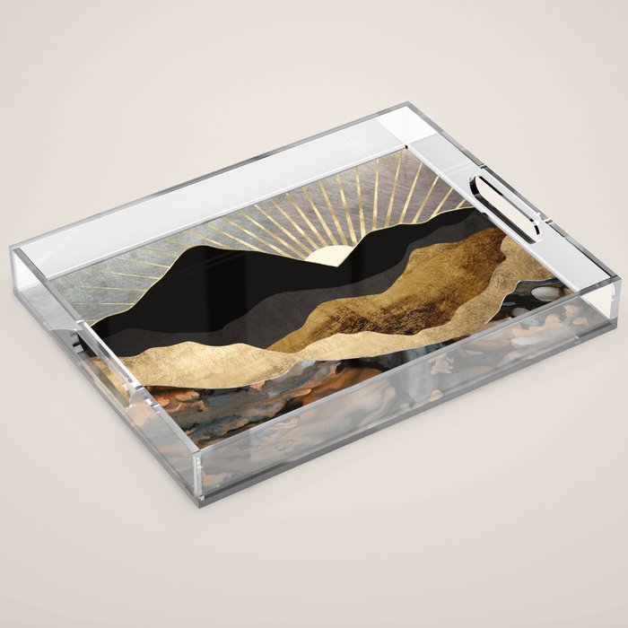 Copper and Gold Mountains Acrylic Tray Gallery Image 1