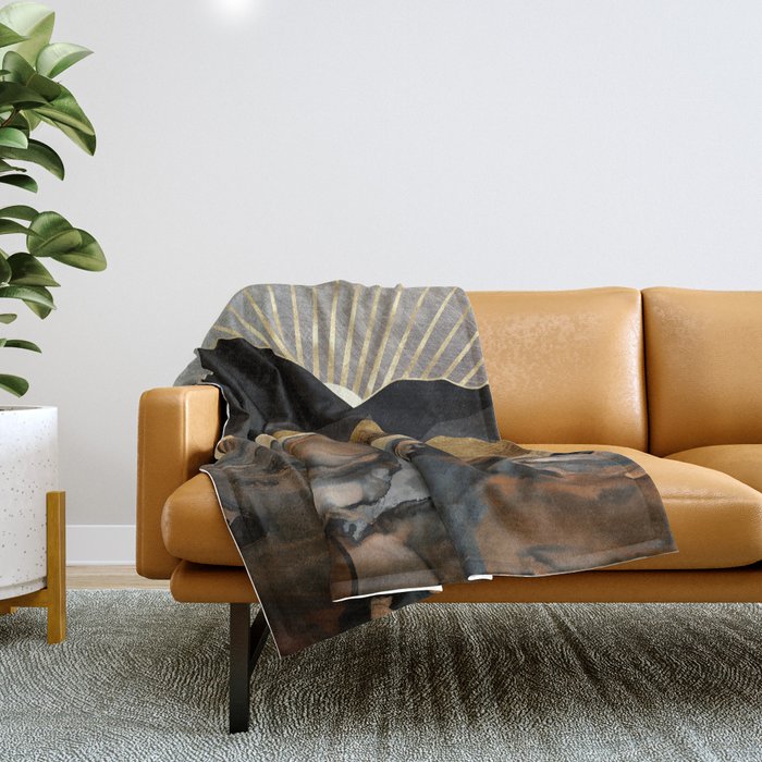 Copper and Gold Mountains Throw Blanket Gallery Image 1