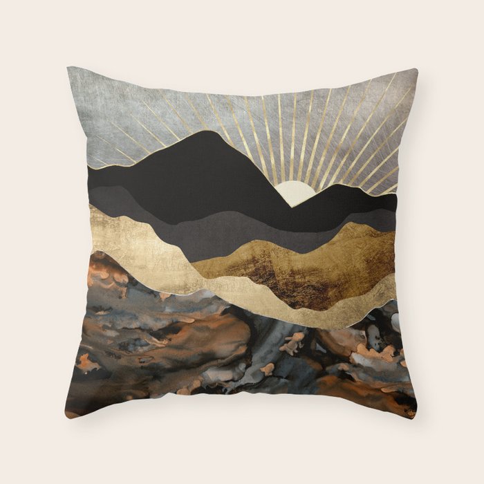 Copper and Gold Mountains Throw Pillow Gallery Image 1