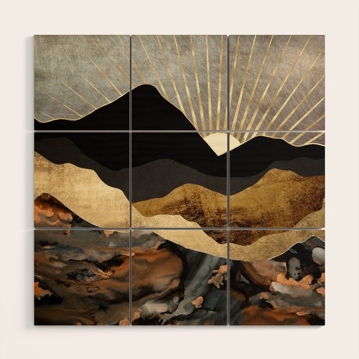 Copper and Gold Mountains Wood Wall Art Gallery Image 1