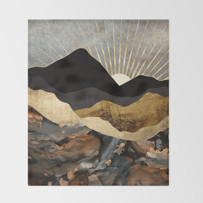 Copper and Gold Mountains Throw Blanket Gallery Image 2