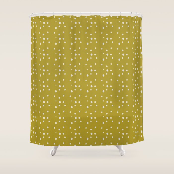 Chartreuse Snow Dots Shower Curtain Gallery Image 1