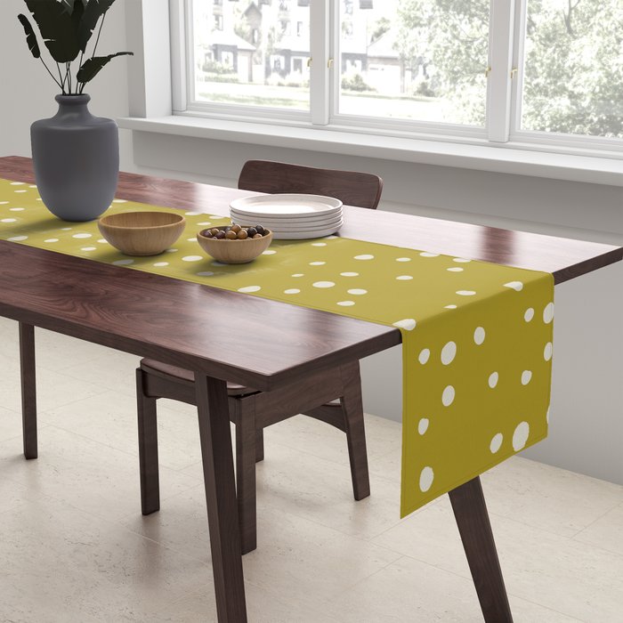 Chartreuse Snow Dots Table Runner Gallery Image 2