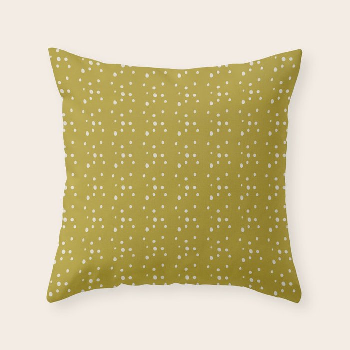 Chartreuse Snow Dots Throw Pillow Gallery Image 6
